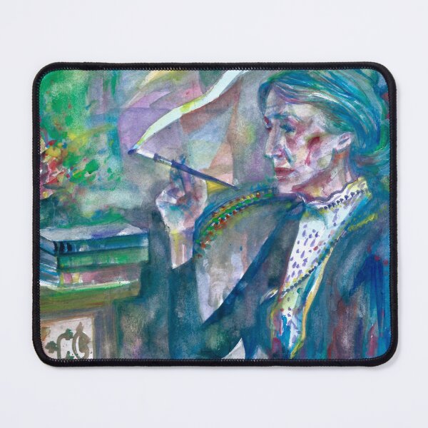Item preview, VIRGINIA WOOLF in her studio - watercolor portrait designed and sold by lautir.