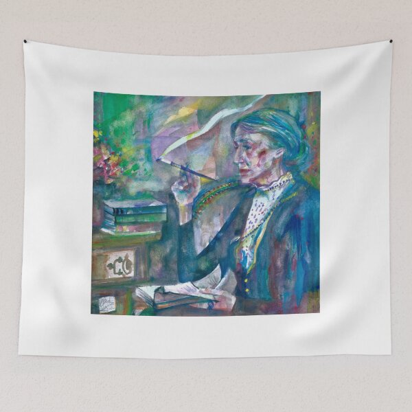 Item preview, VIRGINIA WOOLF in her studio - watercolor portrait designed and sold by lautir.