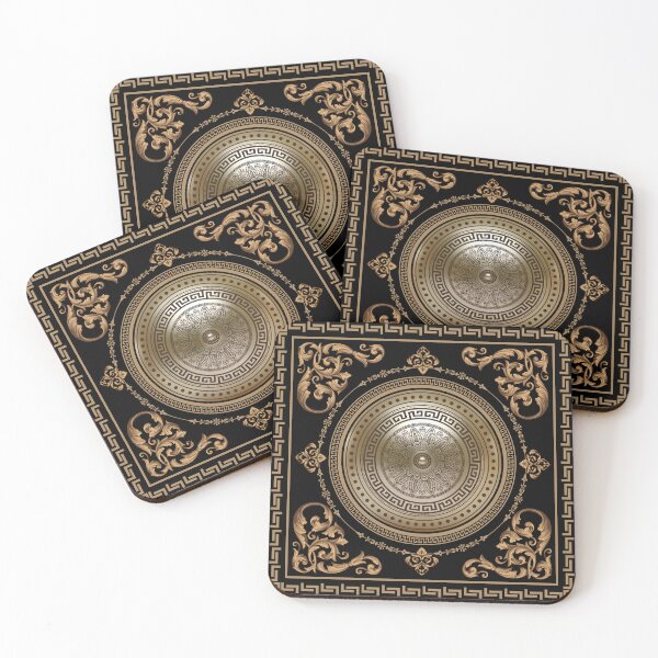 Item preview, Baroque Black & Bronze Medallion Greek Meander designed and sold by Yiorgos Designs.