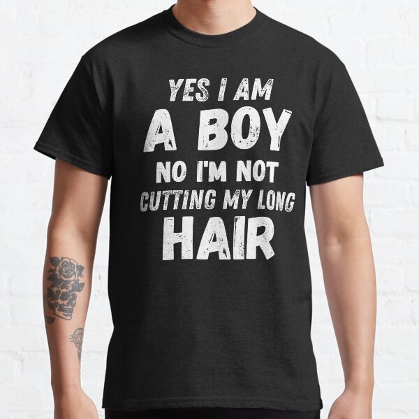 long haired boy t shirt