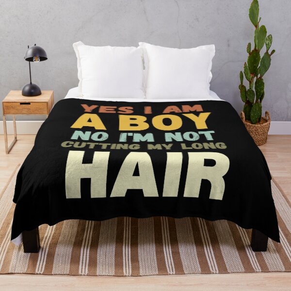 Item preview, Funny Yes I Am A Boy No I'm Not Cutting My Long Hair Retro Sunset designed and sold by Run to Creations.