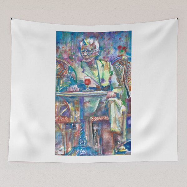 Item preview, SAMUEL BECKETT sitting at the cafe - watercolor portrait designed and sold by lautir.