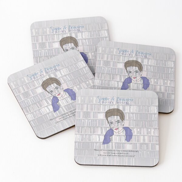 Item preview, Simone de Beauvoir (with quote in French) designed and sold by RebelPurpleGirl.