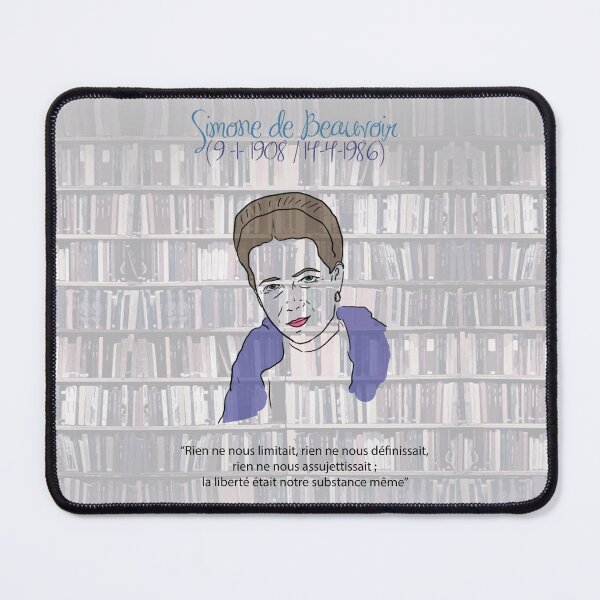 Item preview, Simone de Beauvoir (with quote in French) designed and sold by RebelPurpleGirl.