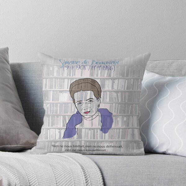Item preview, Simone de Beauvoir (with quote in French) designed and sold by RebelPurpleGirl.