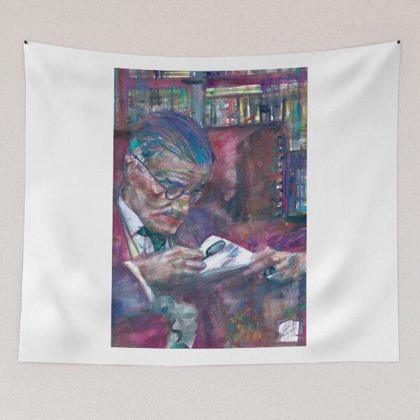 Item preview, JAMES JOYCE reading - watercolor portrait designed and sold by lautir.