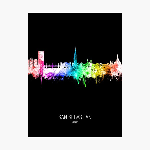 Vista previa del artículo con la obra «San Sebastian Spain Skyline», diseñado y vendido por ArtPrints.