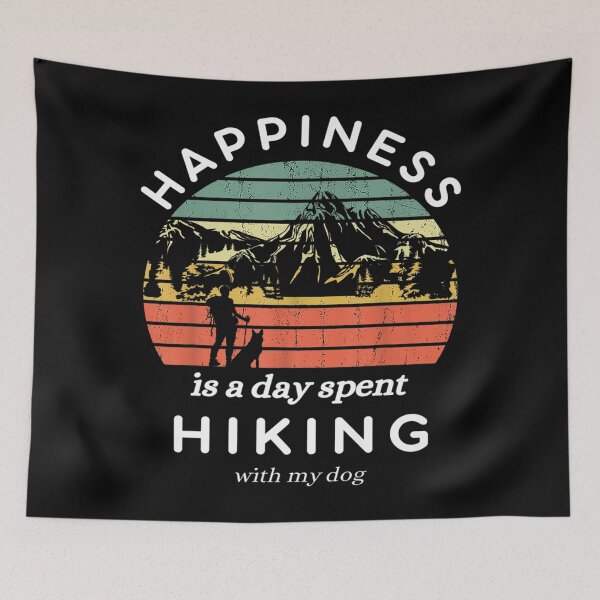 Item preview, happiness is a day spent hiking with my Dog Tee Retro Hiker designed and sold by neqidaetiwy869.
