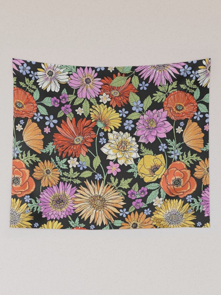 Vintage Flowers Wall Tapestry