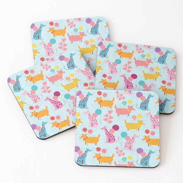 Item preview, Dogs and Balloons - Animal Kitsch Fun Art - Colorful Pastel Seamless Pattern designed and sold by Cawaiico.