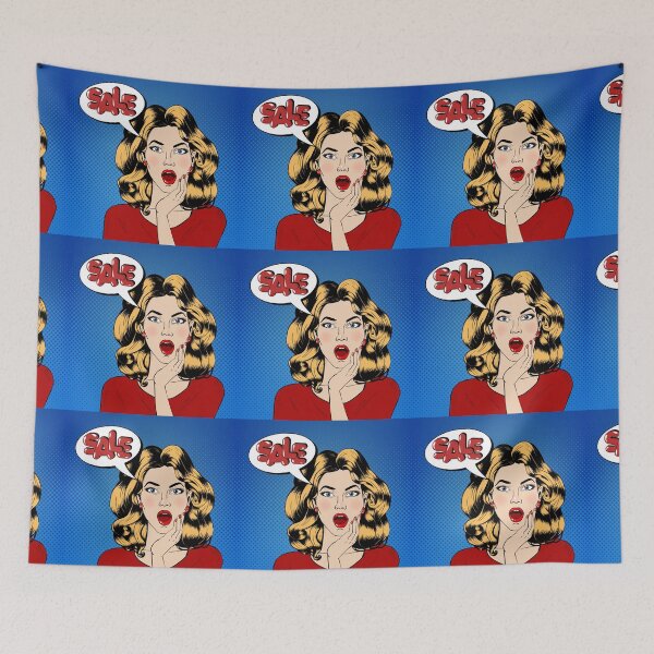 Item preview, Pop art Style Sale banner. Vintage Girl Shouts Sale in Comics Style designed and sold by ivector.