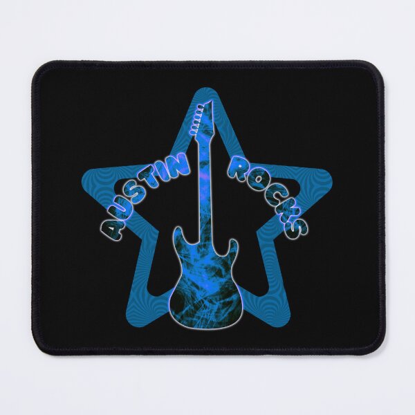 Item preview, Austin Rocks Blue Electric Guitar Star Design Honoring Badass Texas Music designed and sold by BadassBazaar.