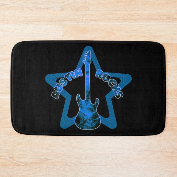 Item preview, Austin Rocks Blue Electric Guitar Star Design Honoring Badass Texas Music designed and sold by BadassBazaar.
