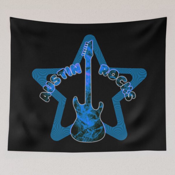 Item preview, Austin Rocks Blue Electric Guitar Star Design Honoring Badass Texas Music designed and sold by BadassBazaar.