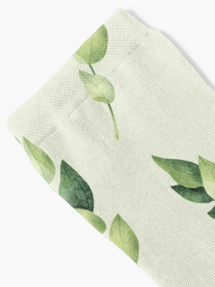 Disover Green eucalyptus branch botanical illustration  | Socks