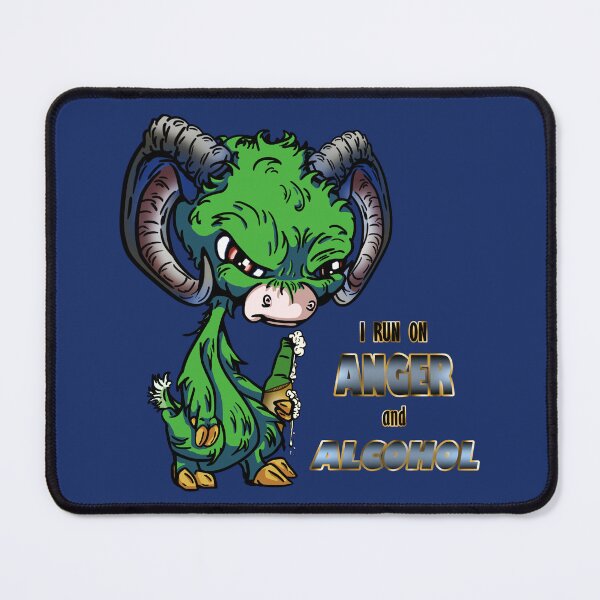 Item preview, Green Cartoon Drink GOAT - I Run on Anger and Alcohol designed and sold by iduzarts.