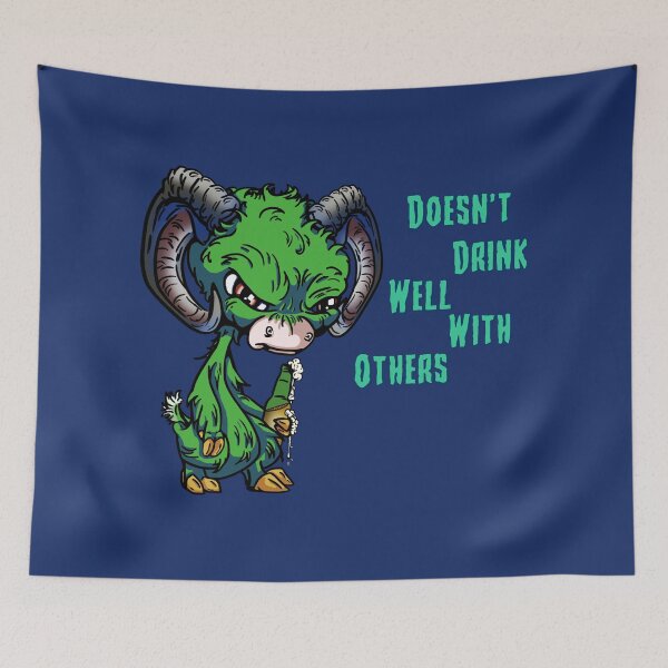 Item preview, Green Cartoon Drink GOAT - Doesn't Drink Well with Others designed and sold by iduzarts.