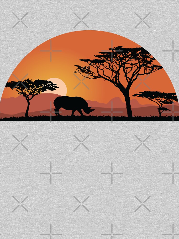 Thumbnail 5 of 5, Toddler Pullover Hoodie, Black rhino silhouette with sunset designed and sold by Idyllio-nl.