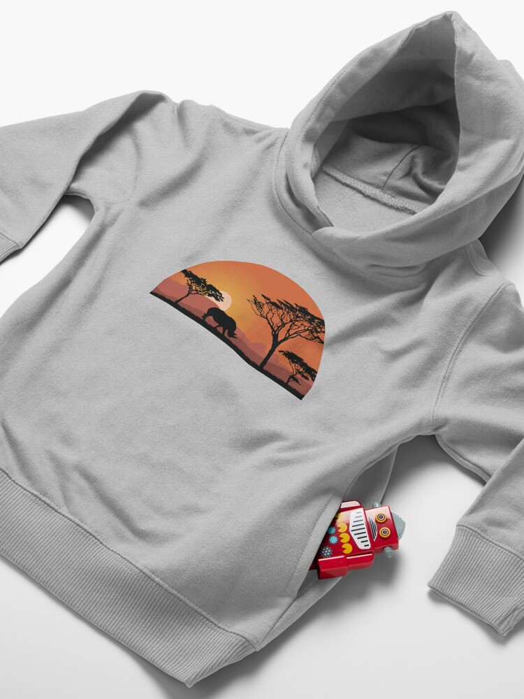 Thumbnail 4 of 5, Toddler Pullover Hoodie, Black rhino silhouette with sunset designed and sold by Idyllio-nl.