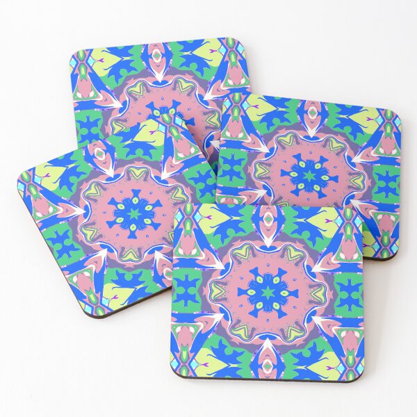 Item preview, Pink Mandala Kaleidoscope Blue Trippy Pattern designed and sold by NebulaFern.