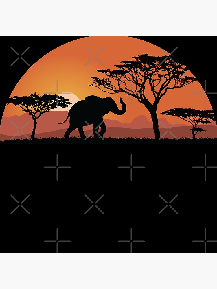Thumbnail 4 of 4, Clock, Elephant silhouette with sunset designed and sold by Idyllio-nl.
