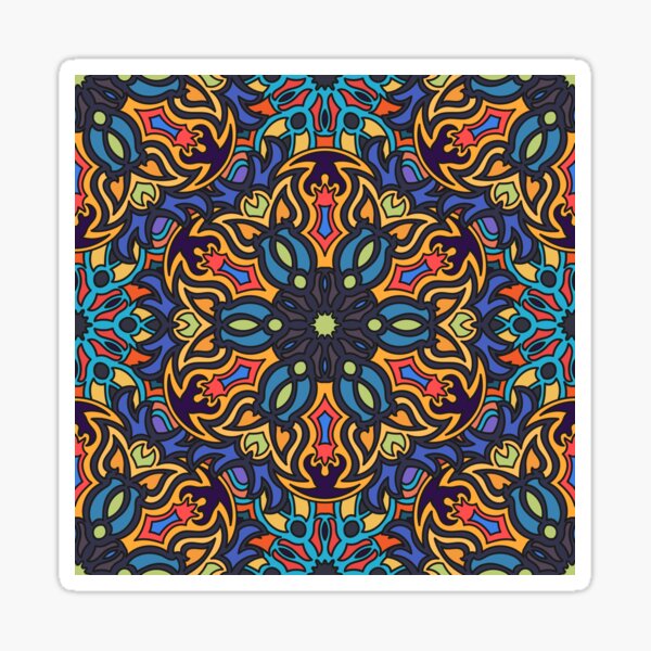 Colorful abstract ethnic floral mandala pattern design Sticker