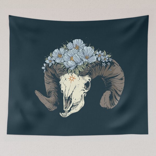 Item preview, Goat Skull With A Flower Crown designed and sold by ArtPau.