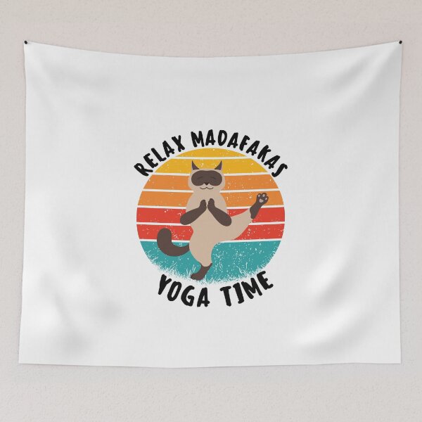 Item preview, funny yoga retro madafakas siamese cat doing yoga designed and sold by salahnewdesign.