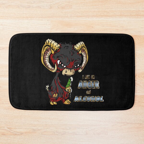 Item preview, Black Cartoon Drink GOAT - I Run on Anger and Alcohol designed and sold by iduzarts.