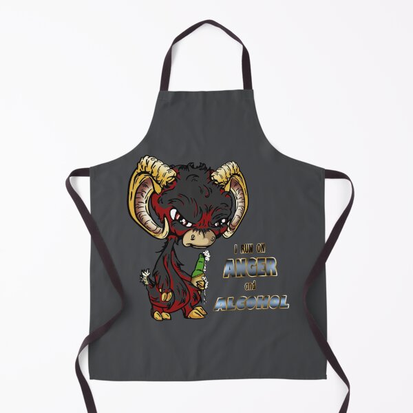 Item preview, Black Cartoon Drink GOAT - I Run on Anger and Alcohol designed and sold by iduzarts.