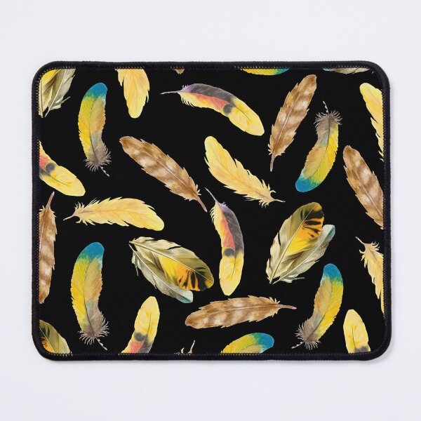 Item preview, BOHO COLORED GOLDEN YELLOW BROWN FEATHERS PATTERN designed and sold by samArtline.
