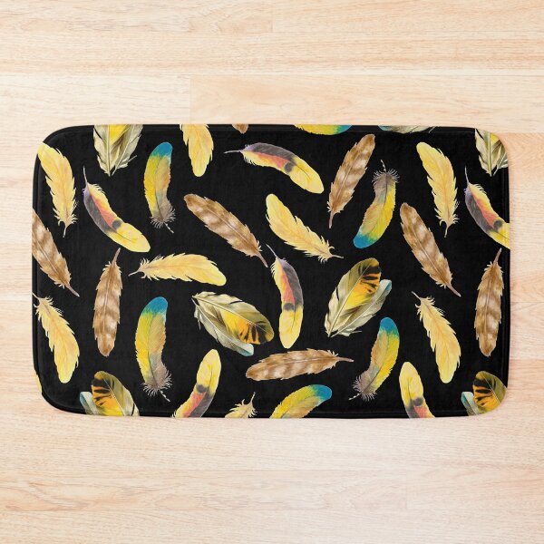 Item preview, BOHO COLORED GOLDEN YELLOW BROWN FEATHERS PATTERN designed and sold by samArtline.
