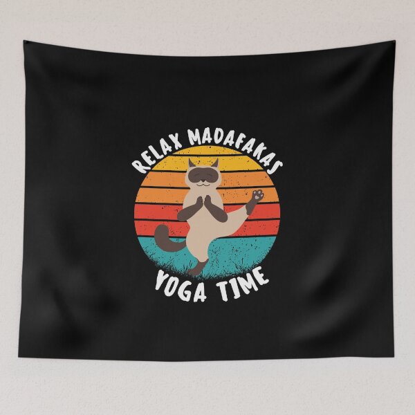 Item preview, funny yoga retro madafakas siamese cat doing yoga designed and sold by salahnewdesign.