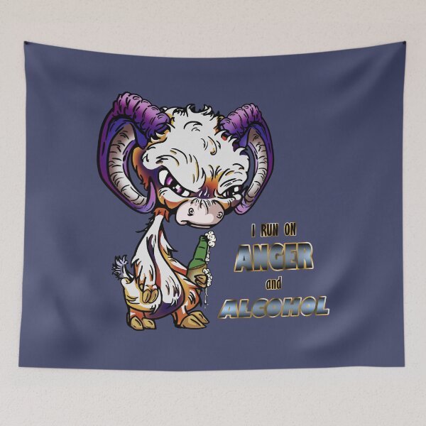 Item preview, Purple and Orange Cartoon Drink GOAT - I run on anger and alcohol designed and sold by iduzarts.
