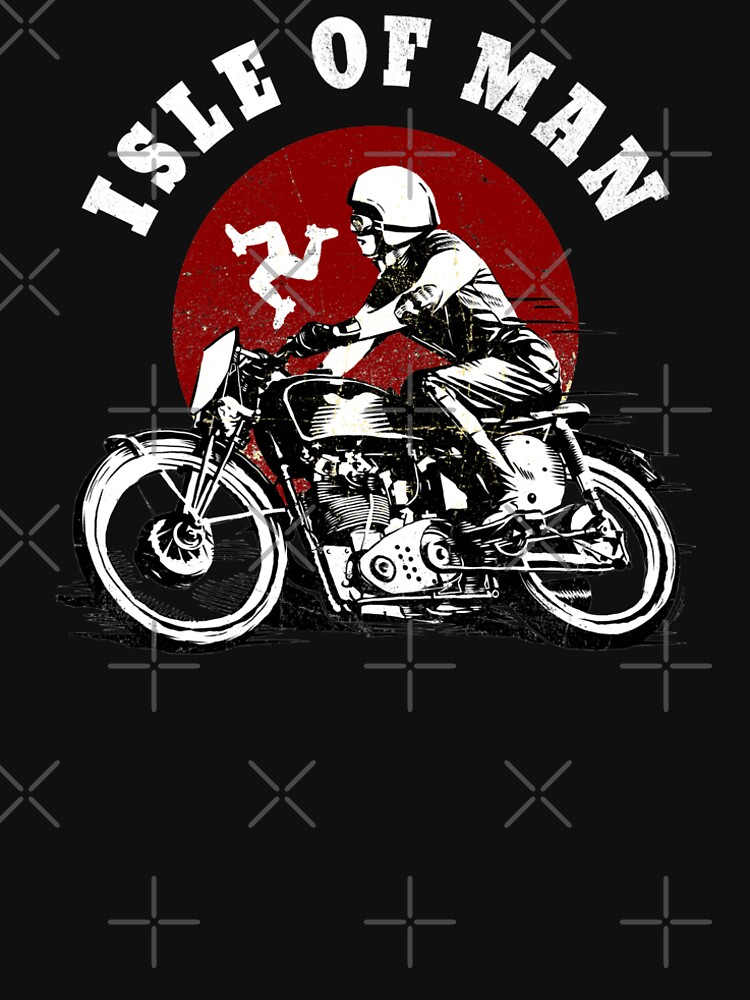 Isle Of Man Races Motorcycle Biker Manx Flag Road Races Vintage Red by thespottydogg