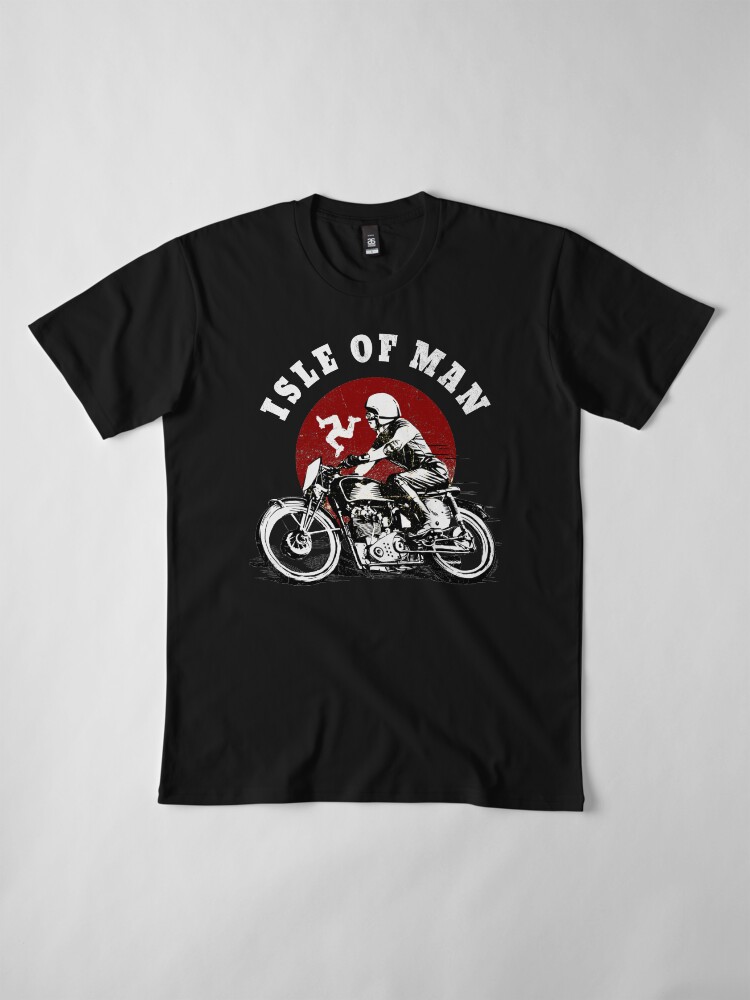 Alternate view of Isle Of Man Races Motorcycle Biker Manx Flag Road Races Vintage Red Premium T-Shirt