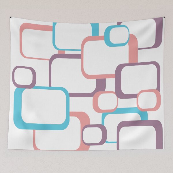 Item preview, Retro Squares Pattern Pink Blue Purple designed and sold by ValeriesGallery.