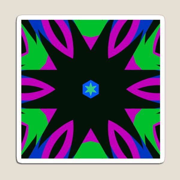 Item preview, Kaleidoscope Black Flower and Blue Star Pattern designed and sold by NebulaFern.