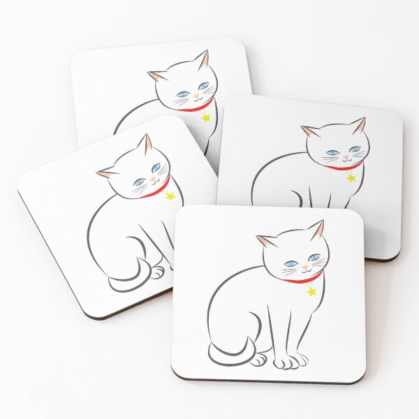 Item preview, Cute White Kawaii Kitty Cat with Blue Eyes designed and sold by lovelyandcute.