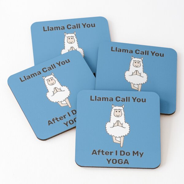 Item preview, Llama Call You After I Do My Yoga Blue Background designed and sold by ShajenDesigns.
