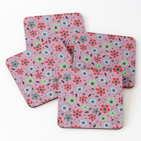 Item preview, Red, Green, and Blue Floral Pattern with pink background designed and sold by RyanCaudell.