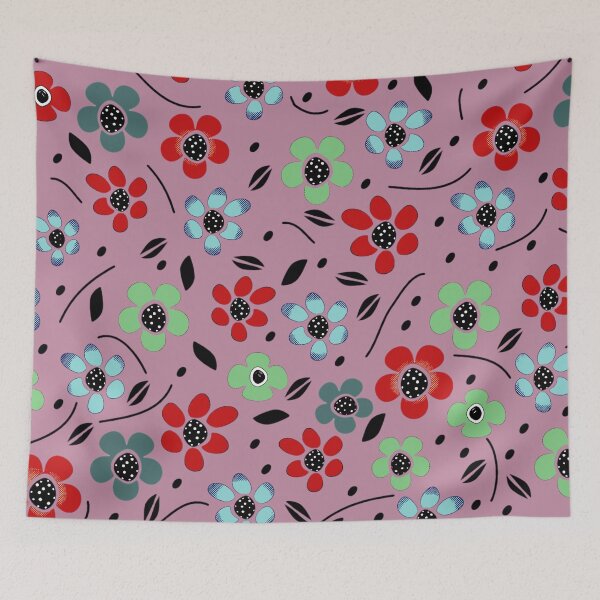 Item preview, Red, Green, and Blue Floral Pattern with pink background designed and sold by RyanCaudell.