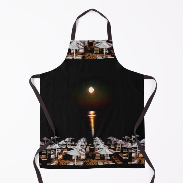 Item preview, Beach at night - full moon umbrellas Corfu at night - photo design designed and sold by kikidu21.