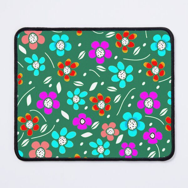 Item preview, Red, Magenta, and Cyan Floral Pattern with green toned background designed and sold by RyanCaudell.