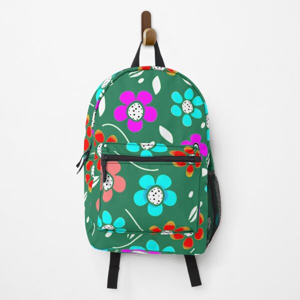Item preview, Red, Magenta, and Cyan Floral Pattern with green toned background designed and sold by RyanCaudell.