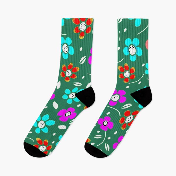 Item preview, Red, Magenta, and Cyan Floral Pattern with green toned background designed and sold by RyanCaudell.