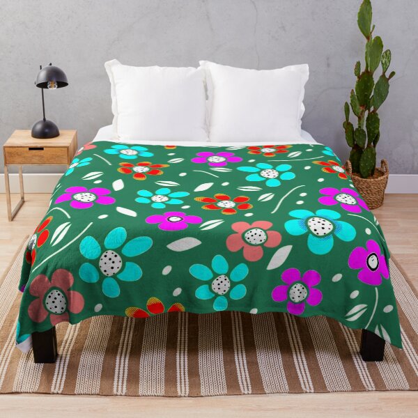 Item preview, Red, Magenta, and Cyan Floral Pattern with green toned background designed and sold by RyanCaudell.