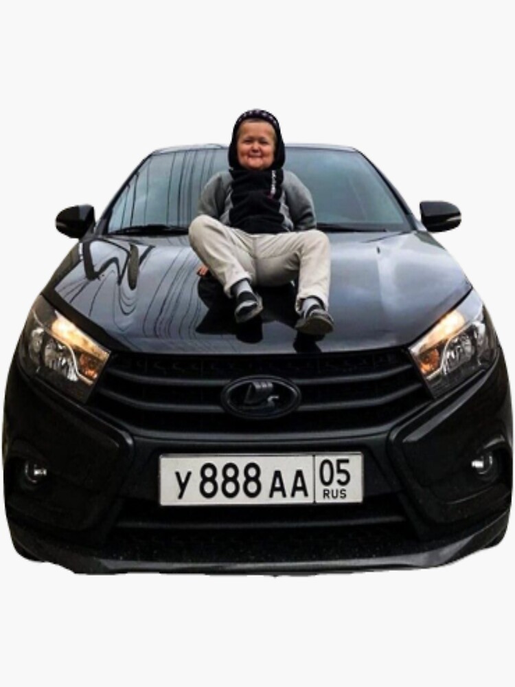 "Hasbulla Sitting On Car Like A Boss" Sticker by BitternotMeme | Redbubble