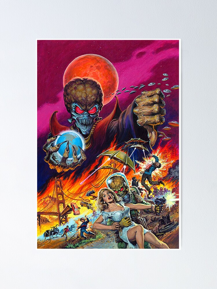 "Mars Attacks! Ack! Vintage green alien" Poster for Sale by manelghanem Redbubble