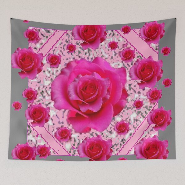Item preview, PINK ROSES ABSTRACT PATTERN GREY ART designed and sold by sharlesart.